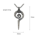 Vintage Mayan Totem Snake Scepter Pendant Necklace Stainless Steel Chain
