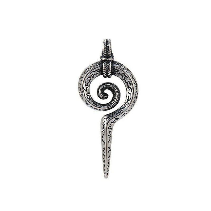 Vintage Mayan Totem Snake Scepter Pendant Necklace Stainless Steel Chain