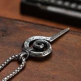 Vintage Mayan Totem Snake Scepter Pendant Necklace Stainless Steel Chain