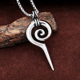 Vintage Mayan Totem Snake Scepter Pendant Necklace Stainless Steel Chain