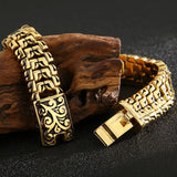 Vintage Men Bracelet 16MM Wide Stainless Steel Hand Chain Retro Jewelry