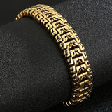 Vintage Men Bracelet 16MM Wide Stainless Steel Hand Chain Retro Jewelry