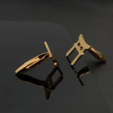 Vintage Men Cufflinks Geometric Japanese Shrine Torii Twins Stainless Steel
