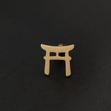 Vintage Men Cufflinks Geometric Japanese Shrine Torii Twins Stainless Steel