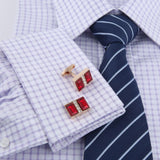 Vintage Red Crystal Cufflinks Rhinestone Classic French Cuff Links