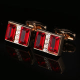 Vintage Red Crystal Cufflinks Rhinestone Classic French Cuff Links