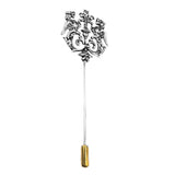 Vintage Men Hollow Double Lion Brooch Pin, Wedding Gift