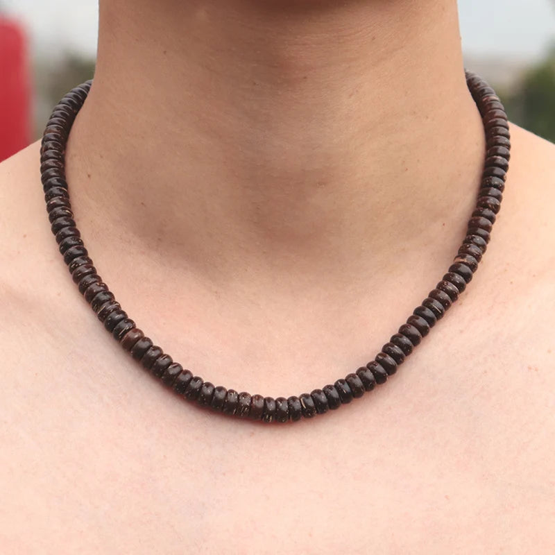Vintage Men Necklace Natural Wooden Collar Neck Accessories Boyfriend Gift