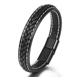 Vintage Men's Leather Bracelet Couple Woven Alloy Spot