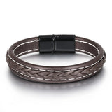 Vintage Men's Leather Bracelet Couple Woven Alloy Spot