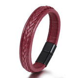 Vintage Men's Leather Bracelet Couple Woven Alloy Spot