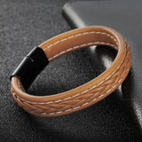 Vintage Men's Leather Bracelet Couple Woven Alloy Spot