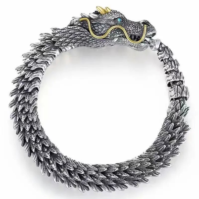 Vintage Men's Dragon Bracelet, Metal Bracelet for Men
