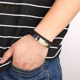 Vintage Men's Cross Leather Bangle Braided Rope Stainless Steel Accessories