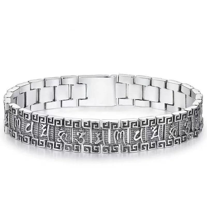 Vintage Men's Silver Wide Bracelet Personality Opening Thick Bracelet
