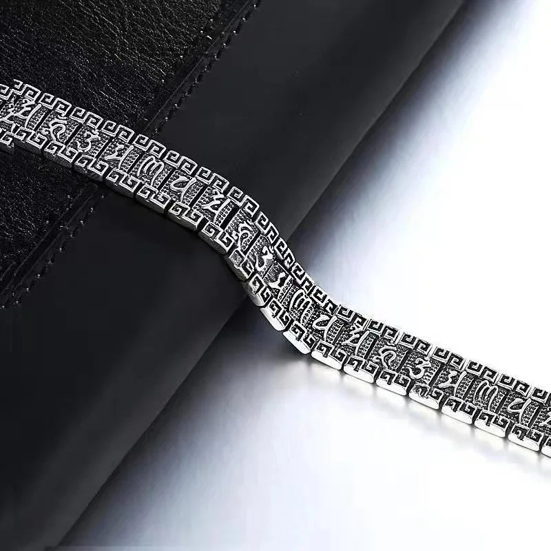Vintage Men's Silver Wide Bracelet Personality Opening Thick Bracelet