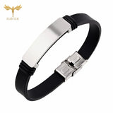 Vintage Men's Leather Bracelet Stainless Steel Buckle Cuff