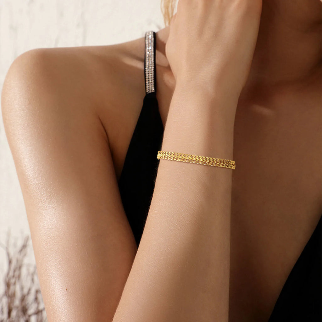 Vintage Mesh Link Bracelet for Women - Thick Chain Stainless Steel