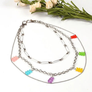 Vintage Metal Acrylic Chain Belt Women Bear Charm Waist Belt