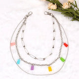 Vintage Metal Acrylic Chain Belt Women Bear Charm Waist Belt