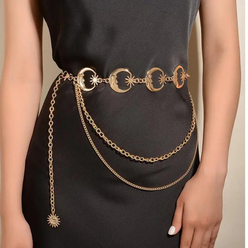 Vintage Metal Belts For Women Harajuku Punk High Waist Chain Gothic Belts