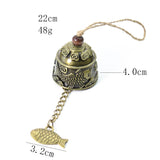 Vintage Bronze Fish Wind Catcher Bell Keychain Room Hanging Home Car Ornament