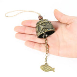 Vintage Bronze Fish Wind Catcher Bell Keychain Room Hanging Home Car Ornament