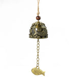 Vintage Bronze Fish Wind Catcher Bell Keychain Room Hanging Home Car Ornament