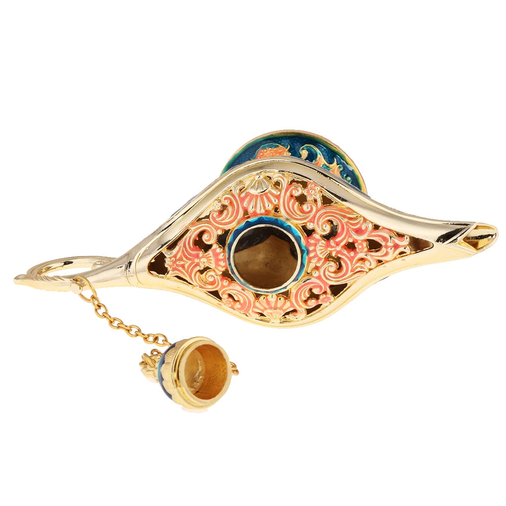 Vintage Metal Carved Genie Bling Oil Lamp Jewelry Box for Women
