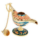 Vintage Metal Carved Genie Bling Oil Lamp Jewelry Box for Women