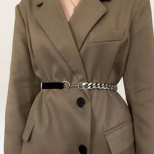 Vintage Metal Chain Elastic Belt Women's Waist Decor Dress Suit Coat Waist Chain