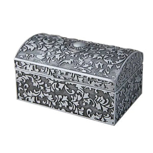 Vintage Metal Jewelry Box Small Trinket Storage Organizer Chest