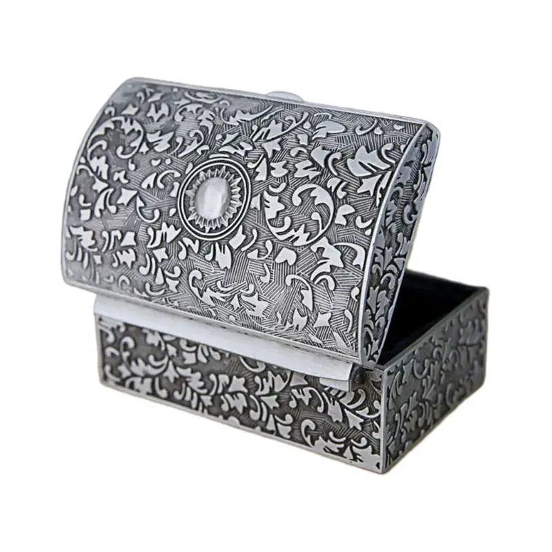 Vintage Metal Jewelry Box Small Trinket Storage Organizer Chest