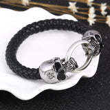 Vintage Metal Skull Dragon Head Buckle Leather Bracelet Bangle