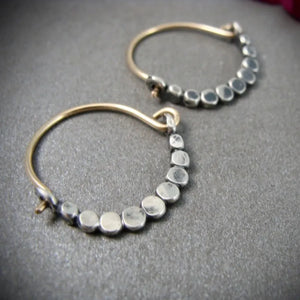 Vintage Hand Beaded Metal Hoop Earrings