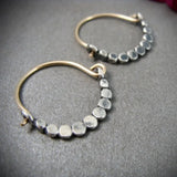 Vintage Hand Beaded Metal Hoop Earrings