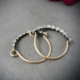 Vintage Hand Beaded Metal Hoop Earrings