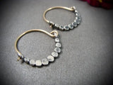 Vintage Hand Beaded Metal Hoop Earrings