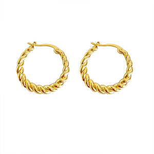 Vintage Metal Twist Circle Dangle Hoop Earrings 16k Round Twist Buckle Earrings