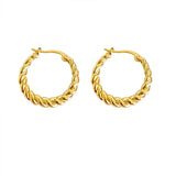 Vintage Metal Twist Circle Dangle Hoop Earrings 16k Round Twist Buckle Earrings