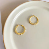 Vintage Metal Twist Circle Dangle Hoop Earrings 16k Round Twist Buckle Earrings