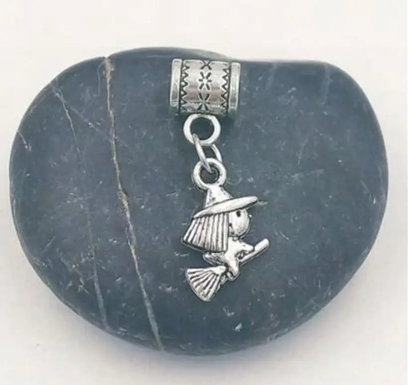 Vintage Metal Witch Broom Girl Charms Pendant DIY Jewelry