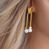 Metallic Tassel Long Drop Earrings for Women
