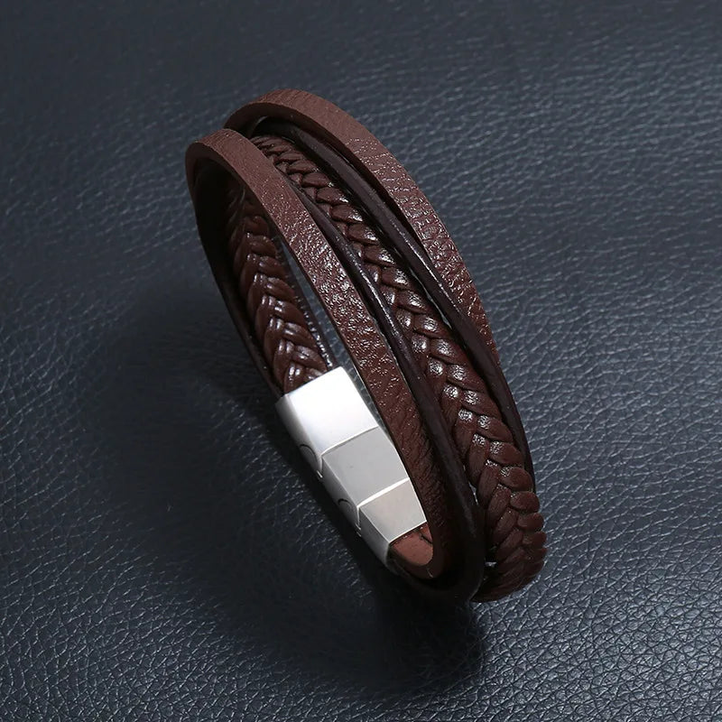 Vintage Minimalist Strands Bracelet Leather+PU+Steel Clasp