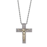 Vintage Micro Pave CZ Hiphop Jesus Cross Pendant Necklace for Men