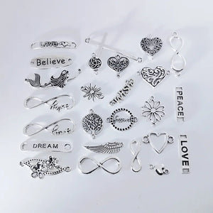 Vintage Infinity Heart Bar Charms Pendant DIY Jewelry Findings
