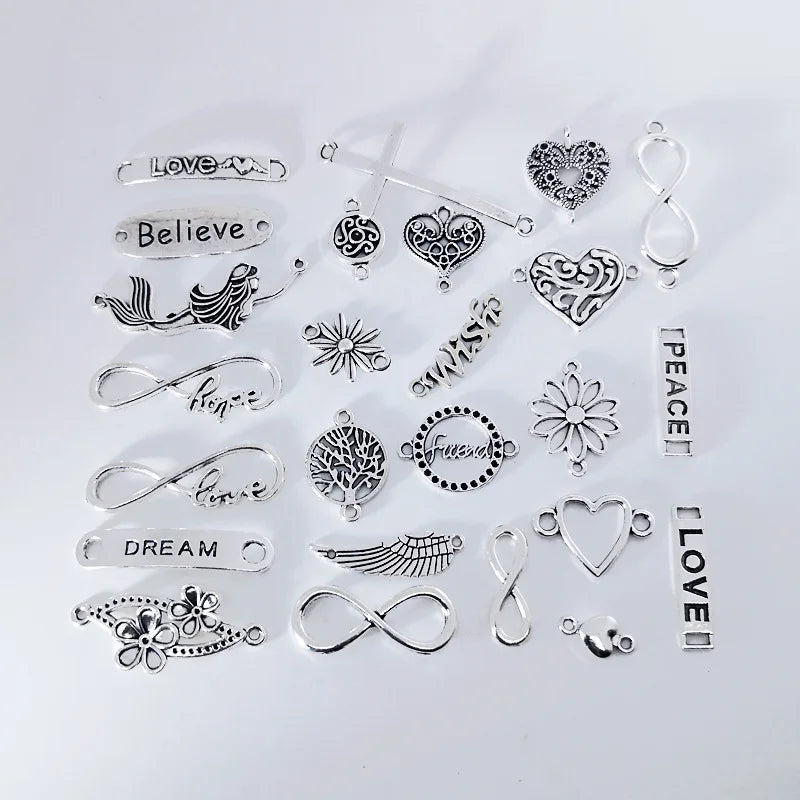 Vintage Infinity Heart Bar Charms Pendant DIY Jewelry Findings