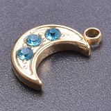 Vintage Moon Earring with Rhinestone Pendant Stainless Steel Charm