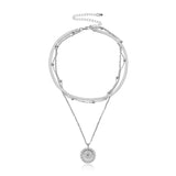 Vintage Moon Pendant Letter Necklace Long Chain Crystal Collar for Women