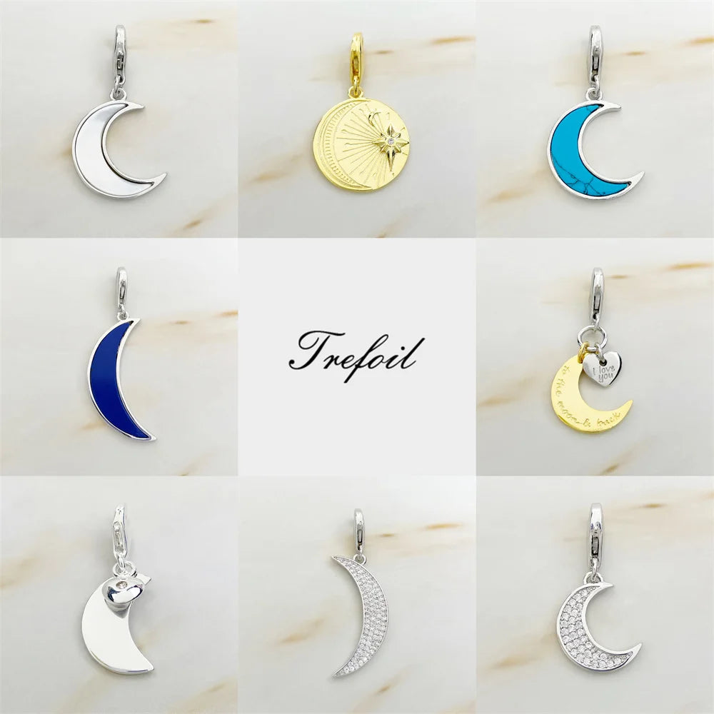 Vintage Moon & Star Charm Pendant 925 Sterling Silver Jewelry